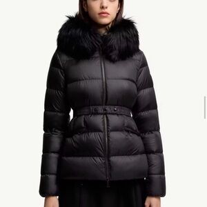 Moncler Boed Black Puffer Jacket with Fur Collar